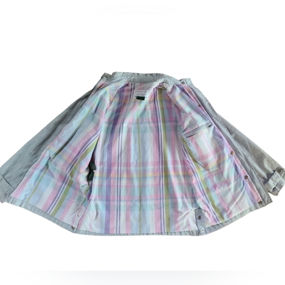 Vintage Lauren Ralph Lauren Oiled Linen Jacket w/ Pastel Plaid Lining - Petite S - Picture 4 of 8